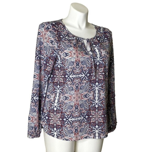 Sanctuary Western Multicolor Paisley Print Tunic Top, Long Sleeve Women's Size L - Picture 3 of 9